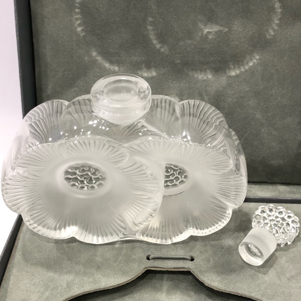 Lalique Vintage Rare 2 FLEURS PERFUME Crystal BOTTLE Signed Original Box - Picture 14 of 15